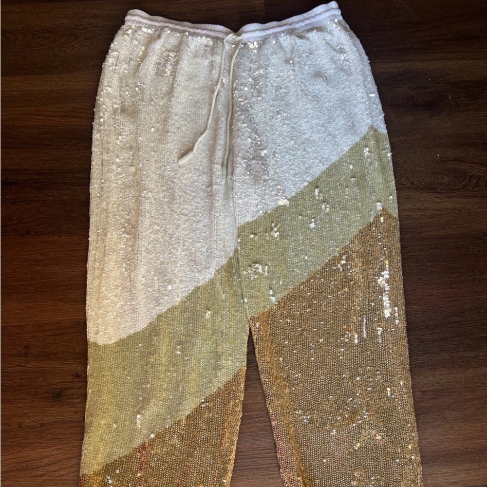 Retrofete sequin pants gold celebration